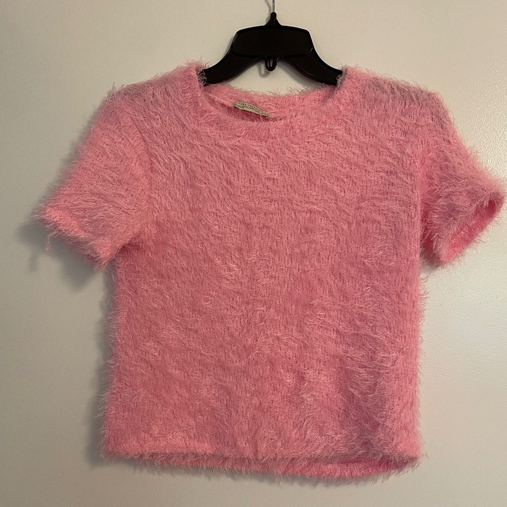 Zara fuzzy pink top